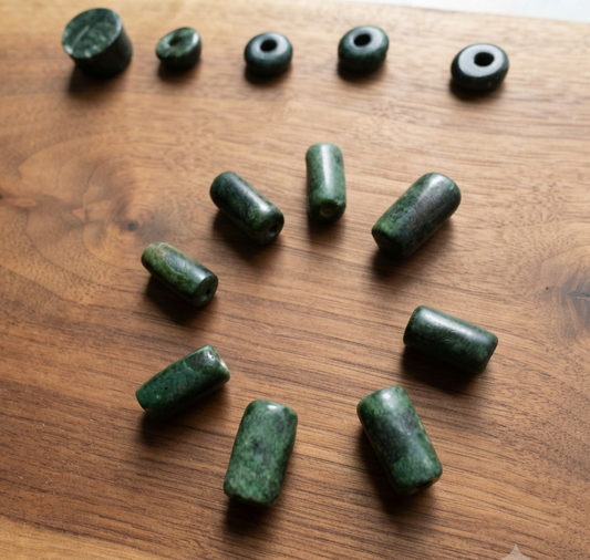 Guatemalan Jade Style Serpentine Tube Beads | 20mm | Dark Green | Mayan Jewelry Making Supplies