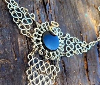 Mexican Obsidian Hand Bracelet | Bohemian Alpaca Wire | Protection & Clarity | Handmade Aztec Jewelry