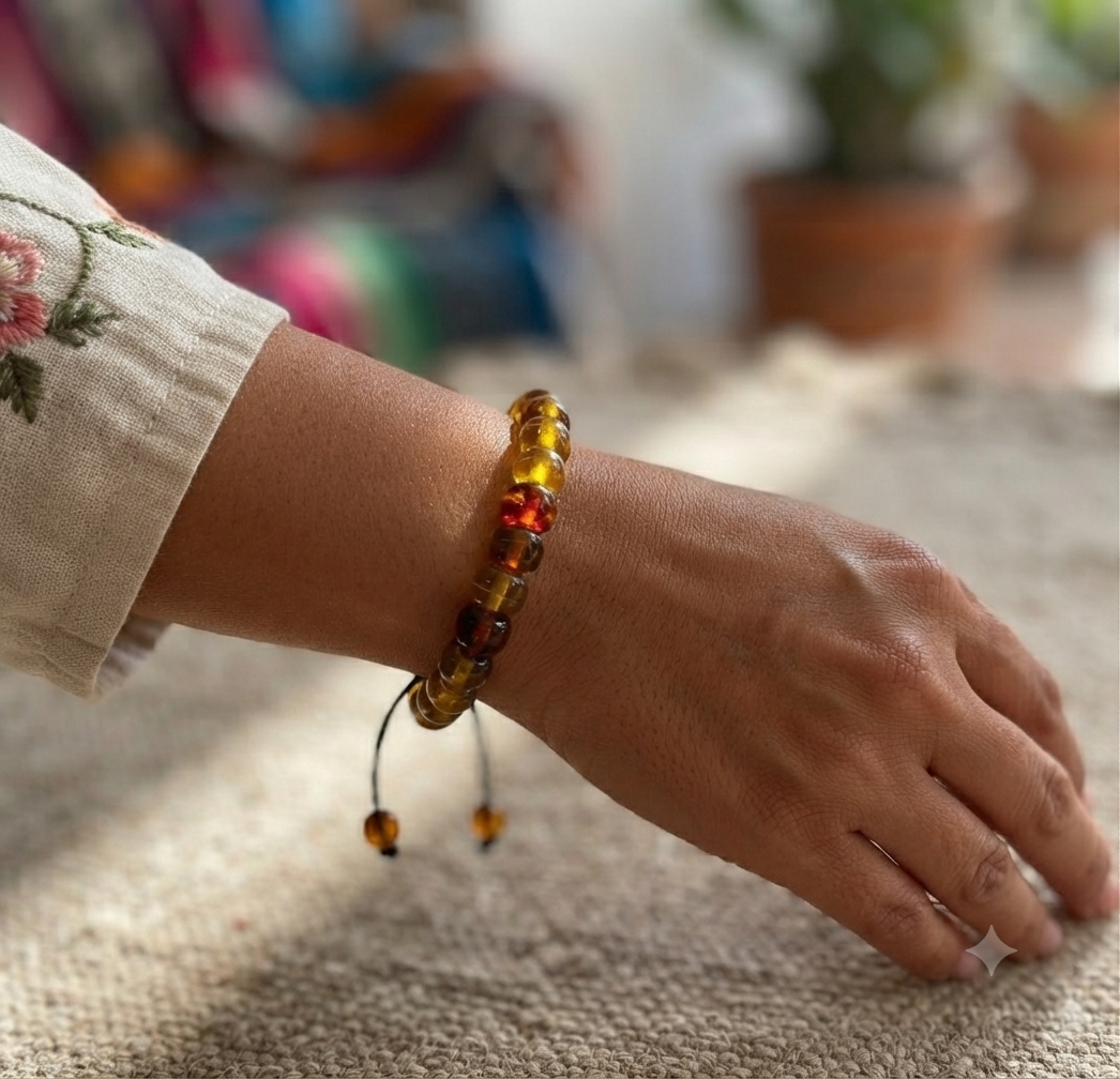 Bracelet de perles d'ambre mexicain I | Ambre du Chiapas | Bijoux Mayas faits main