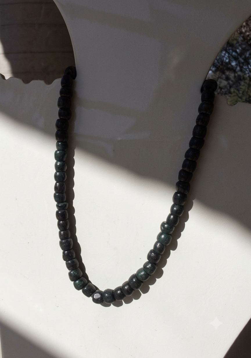 Guatemalan Jade Style Serpentine Necklace | Dark Green Beads | Mayan Pre-Columbian Jewelry