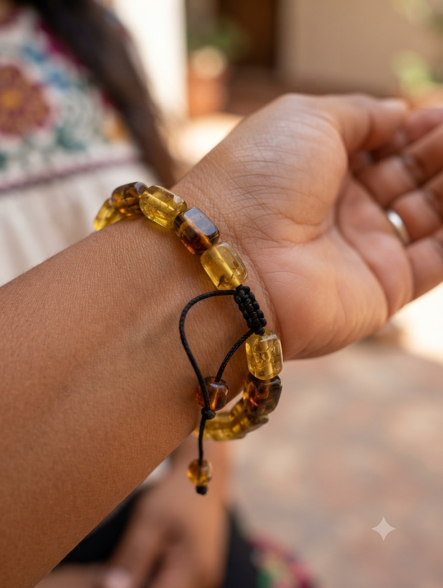 Mexican Amber Faceted Beads Bracelet – Chiapas Amber | Handcrafted Mayan Jewelry