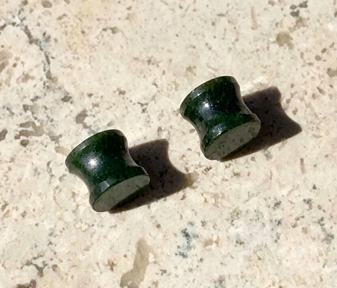 Ear Plugs | Guatemalan Jade Style Serpentine | Mayan Pre-Columbian | Mexican Body Jewelry