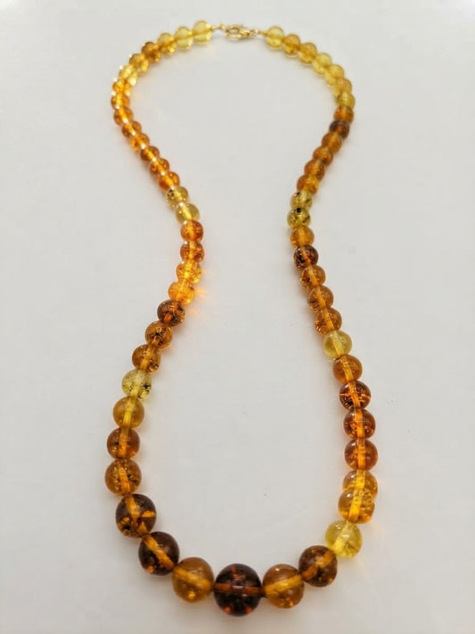 Chiapas Amber Necklace | 10mm Round Beads | 55cm | Mexican Jewelry