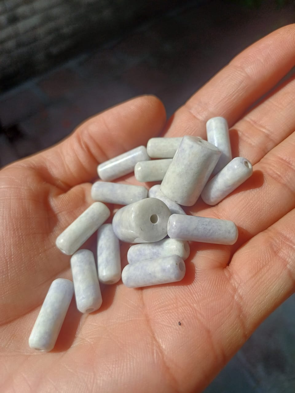 Lila Guatemalan Jade Tube Beads x2 | 35mm - 8mm diameter | Authentic Jade | Mayan Jewelry Making Supplies