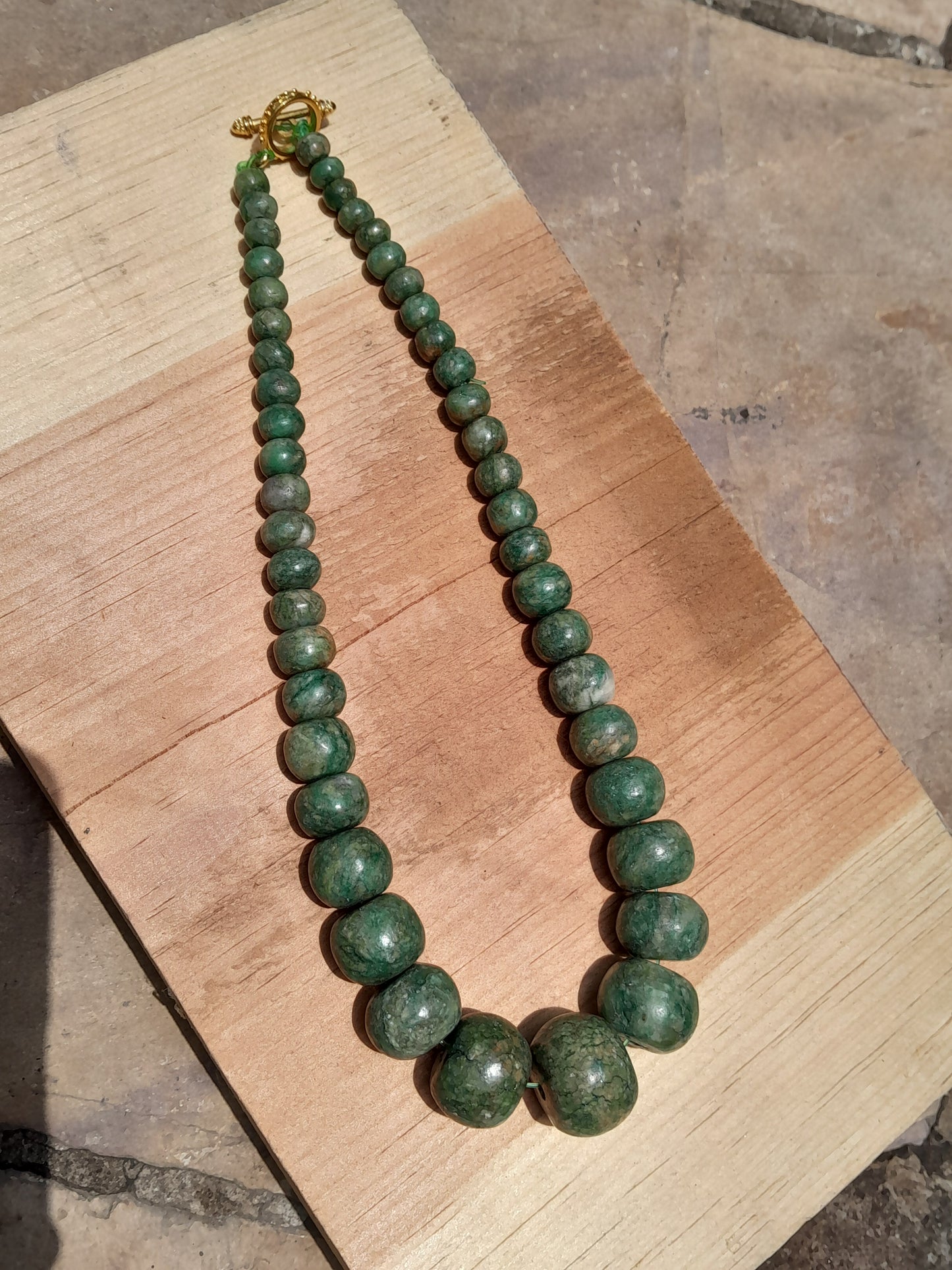 Guatemalan Jade crescent Beads Necklace - Guatemalan Jadeite, Guatemalita Jewelry Precolombian style
