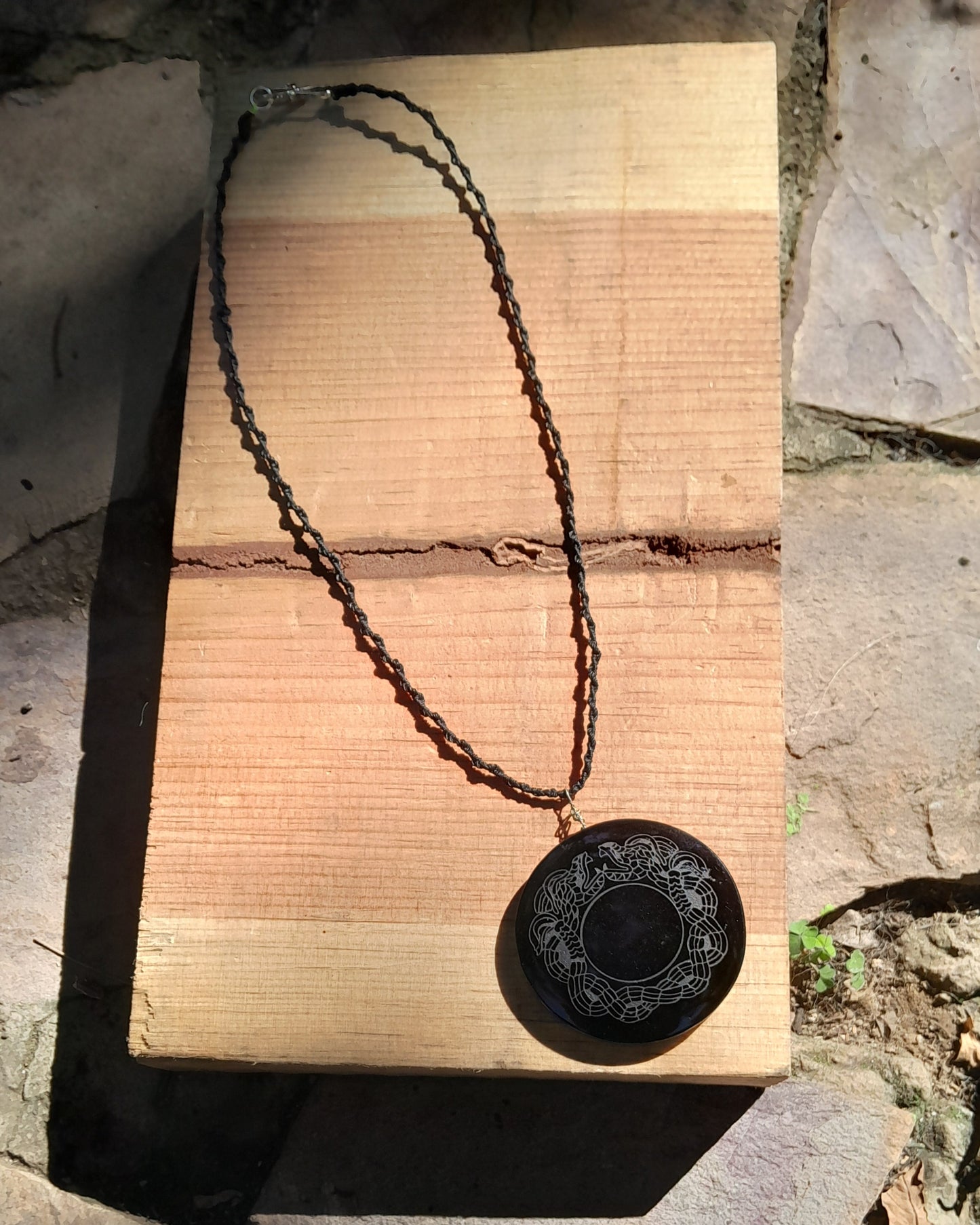 Quetzalcoatl, Kukulkan, Feathered serpent Pendant 5cm crystal black obsidian, Mexican prehispanic Precolombian jewelry