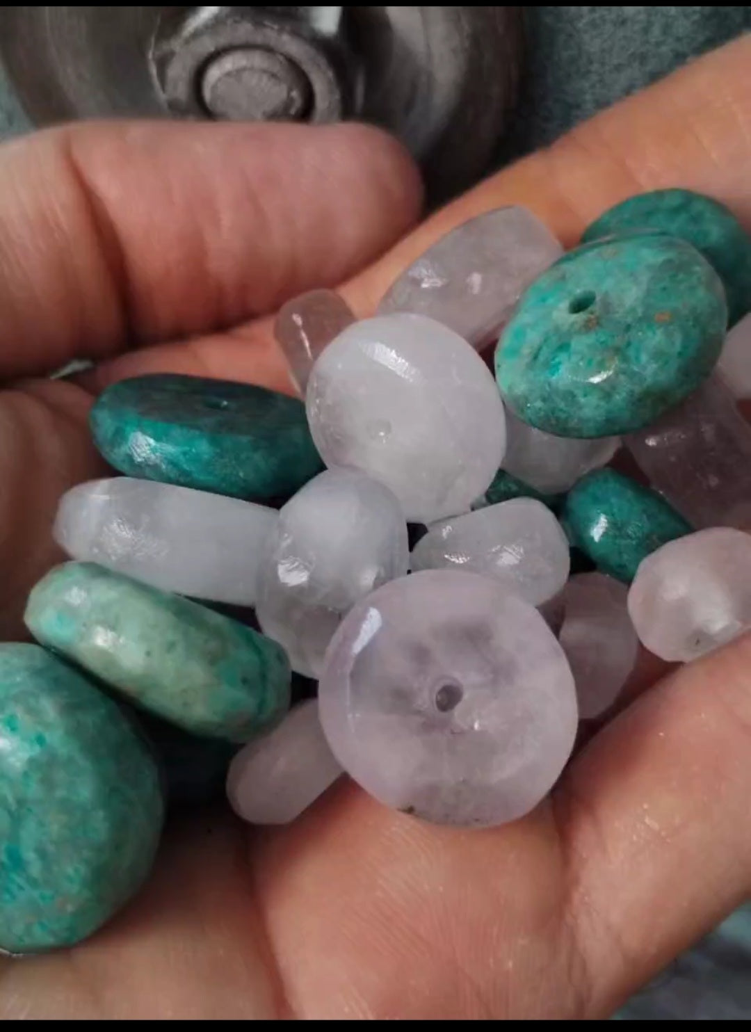 Guatemalan Blue Jade crescent beads necklace - artisanal craftsmanship- mayan precolombian style (Copia)