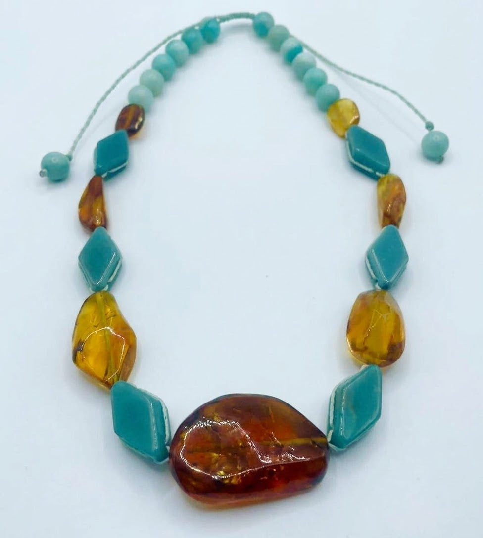 Mexican Amber Necklace with Insect | Guatemalan Jade | Chiapas Amber | Mayan Artisan Jewelry