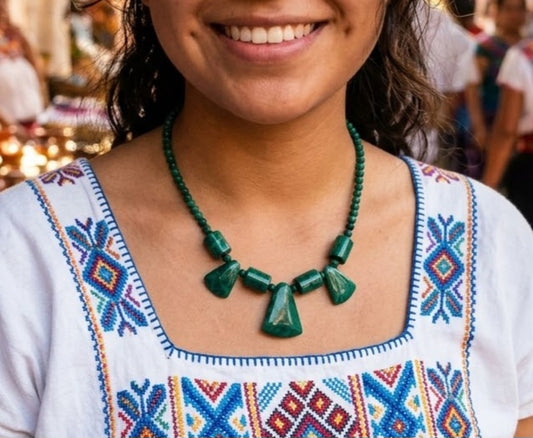 Guatemalan Jade Pendant Necklace | Green Jasper Beads | Mayan Handcrafted Jewelry