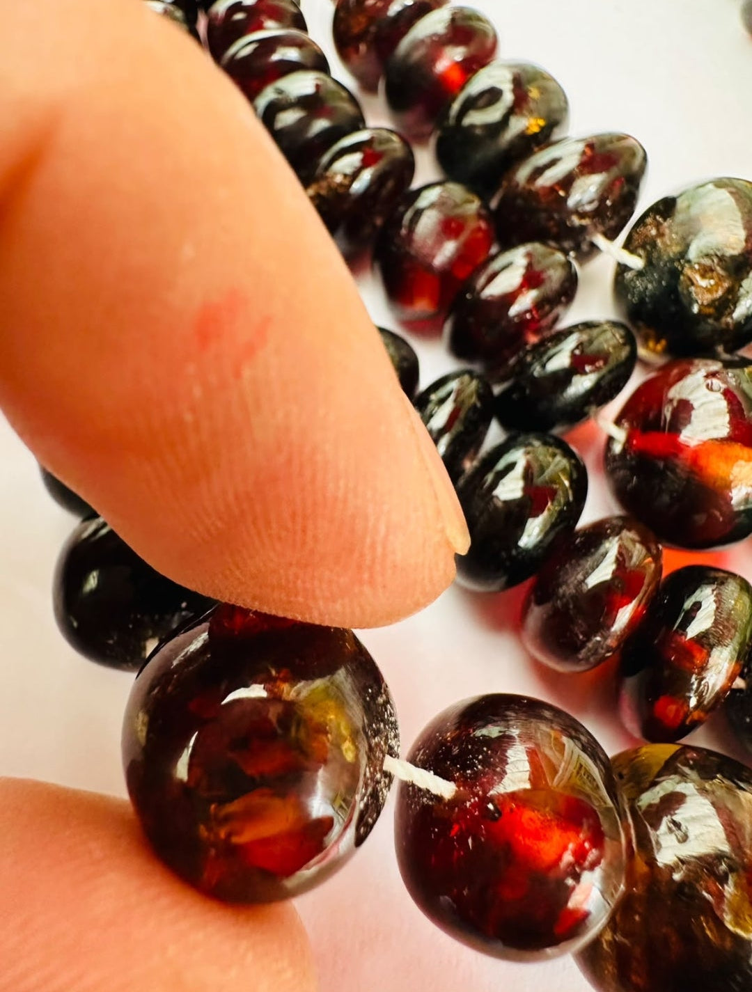 Rare Red Chiapas Amber Necklace | Graduated Beads up to 15mm | One of a Kind