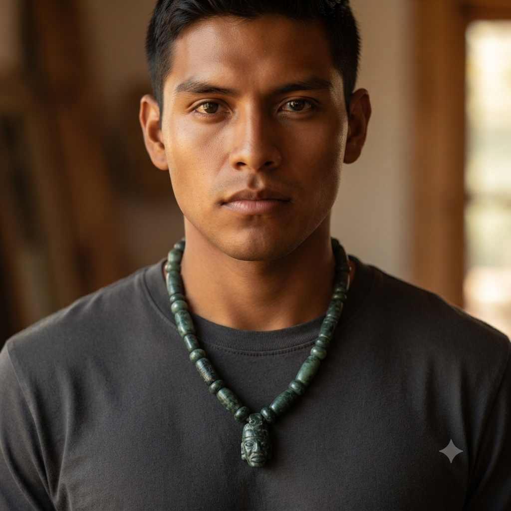 Maya Jade Halskette Schmuck Guatemalteka jade mexikanischer Juwel Pakal Anhänger