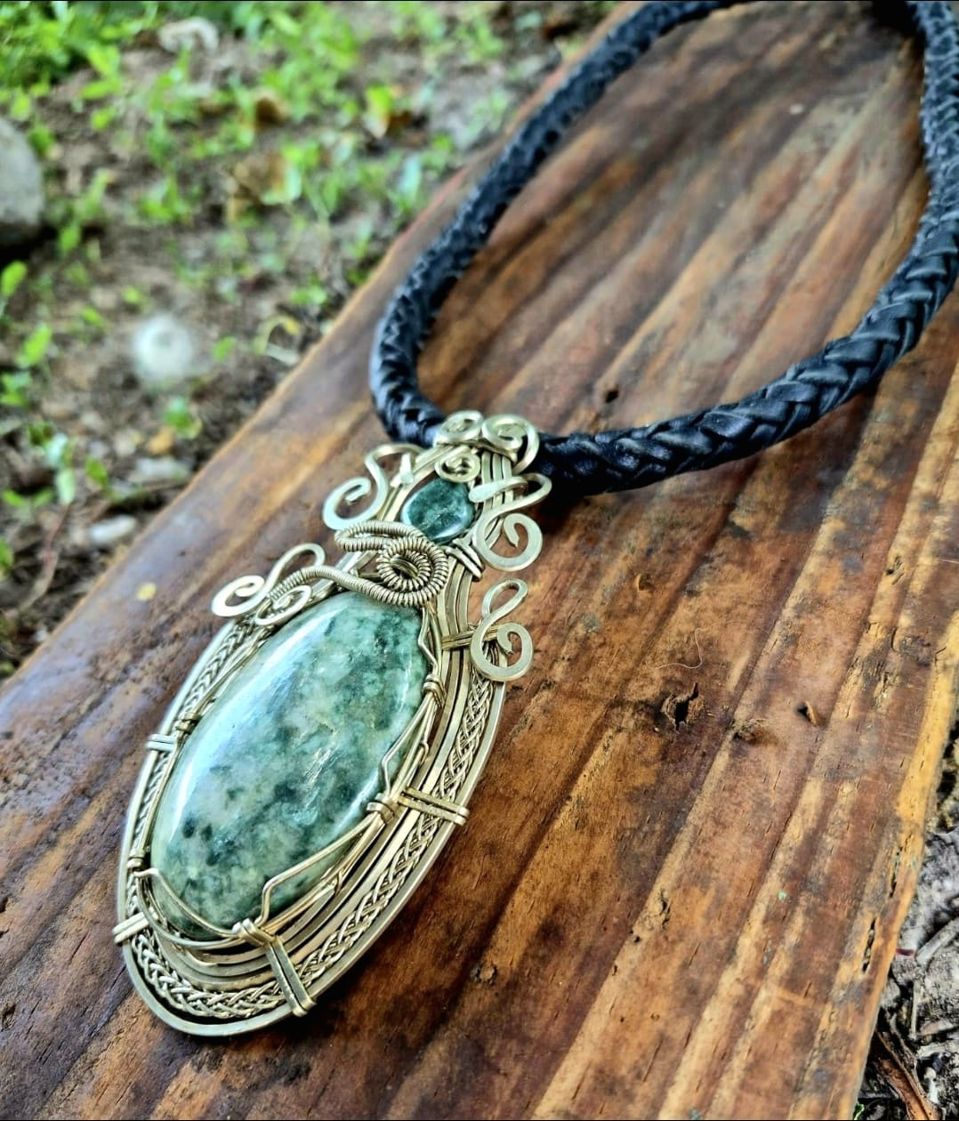 Guatemalan Jade Necklace | Bohemian Alpaca Wire | Handmade Mexican Jewelry