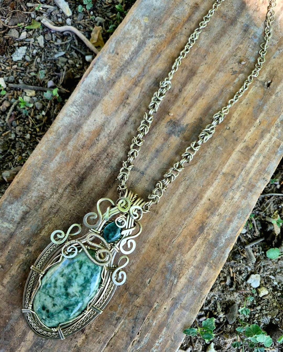 Guatemalan Jade Necklace | Bohemian Alpaca Wire | Handmade Mexican Jewelry