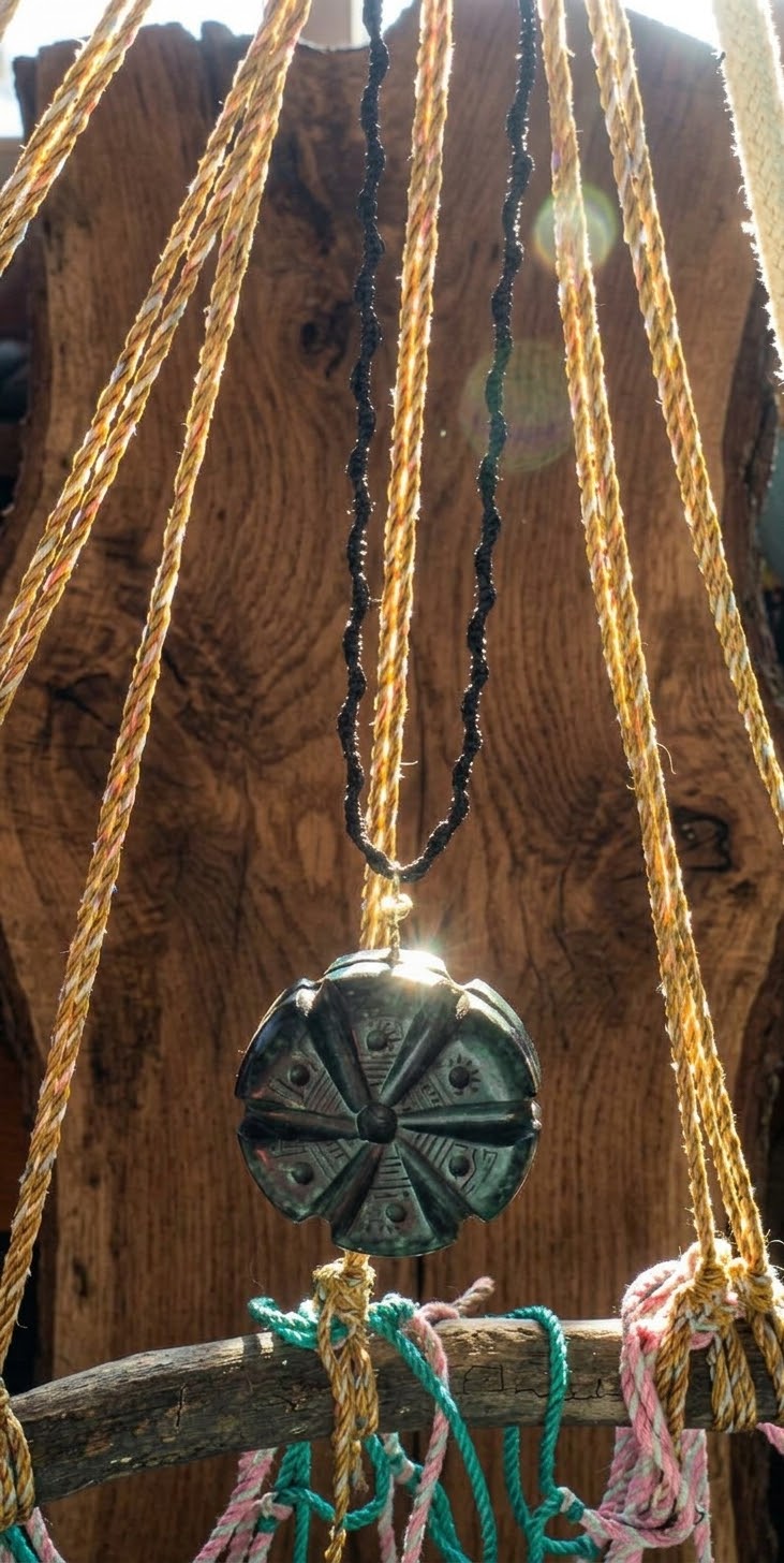 Peyote Pendant | Guatemalan Jade Style Serpentine Stone | Hikuri Sacred Mexican Cactus | Handcrafted Jewelry