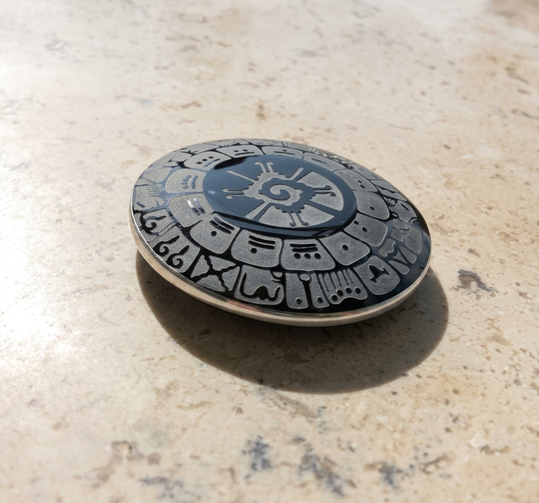 Pendentif Hunab Ku Quinconx - Véritable obsidienne noire mexicaine - Bijoux mayas - Précolombiens mexicains