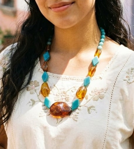 Mexican Amber Necklace with Insect | Guatemalan Jade | Chiapas Amber | Mayan Artisan Jewelry