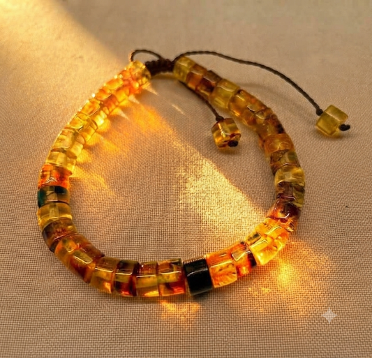 Bracelet de perles d'ambre mexicain V | Ambre du Chiapas | Bijoux mayas artisanaux