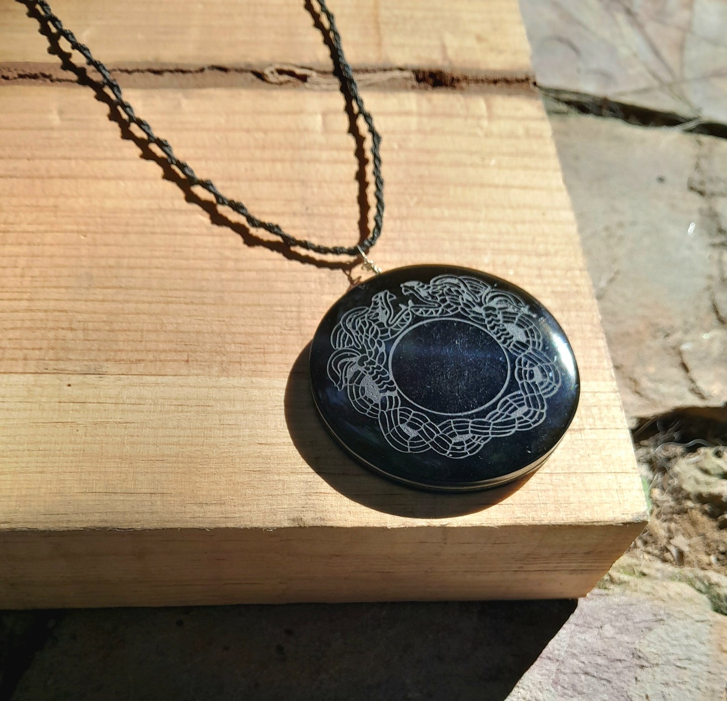 Quetzalcoatl, Kukulkan, Feathered serpent Pendant 5cm crystal black obsidian, Mexican prehispanic Precolombian jewelry