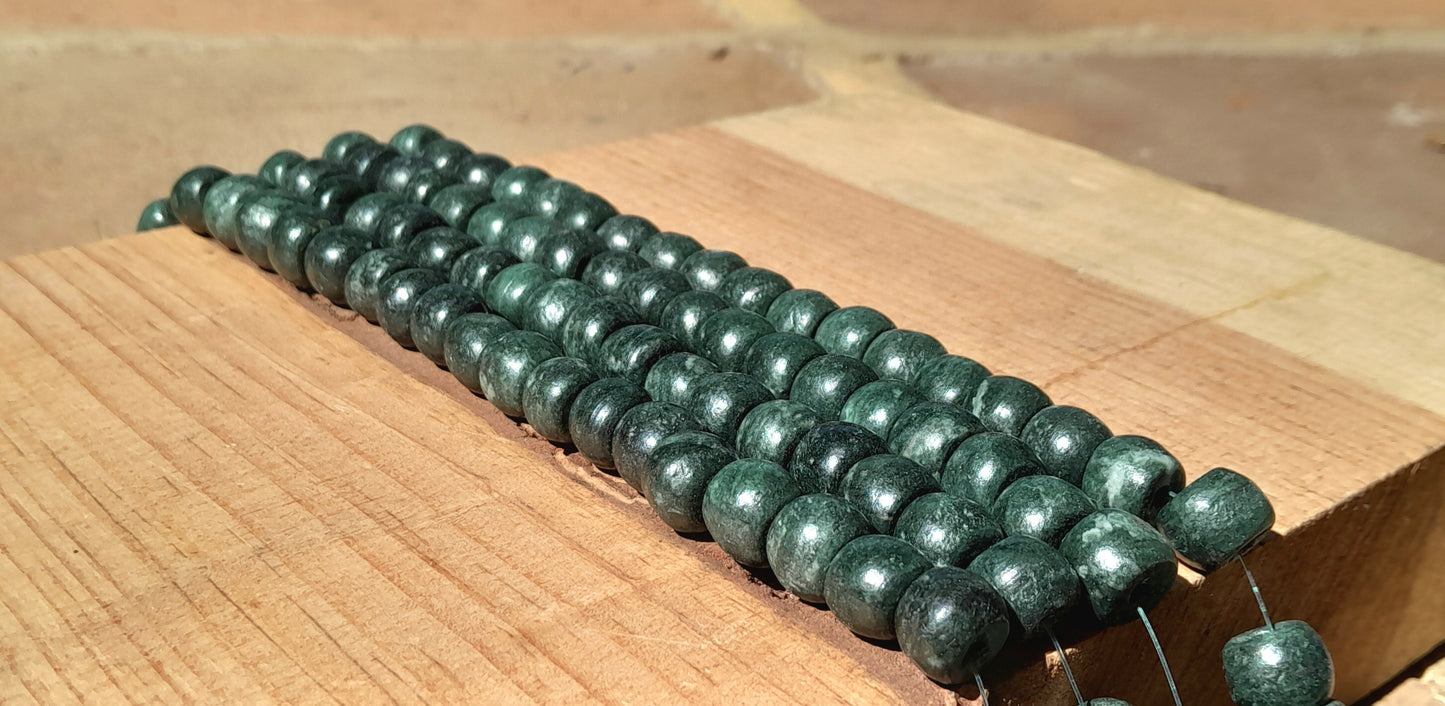 Guatemalan Jade Style Beads | Dark Green Serpentine Stone | Mayan Gemstone Beading Supplies