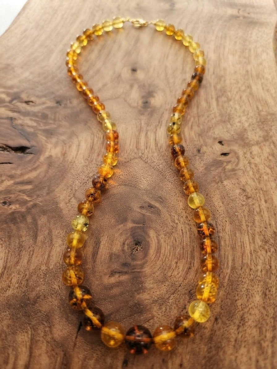Chiapas Amber Necklace | 10mm Round Beads | 55cm | Mexican Jewelry
