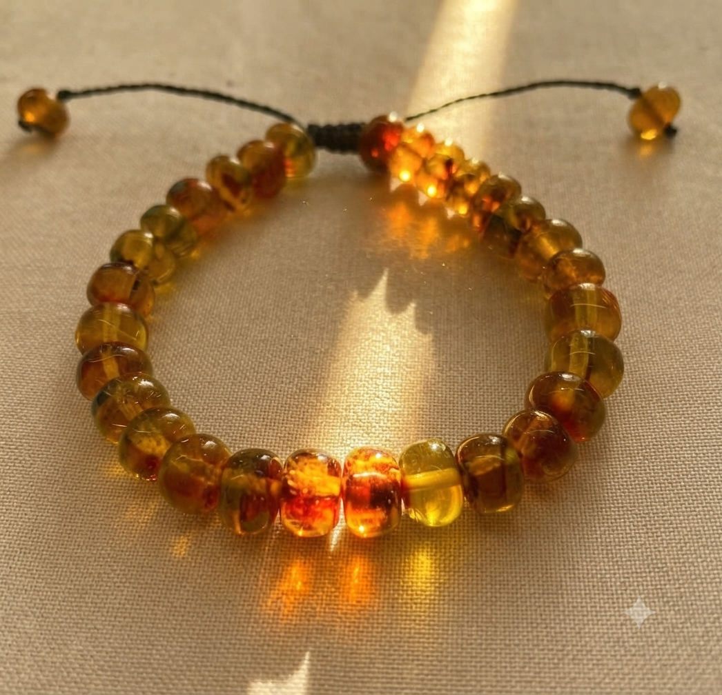 Bracelet de perles d'ambre mexicain I | Ambre du Chiapas | Bijoux Mayas faits main