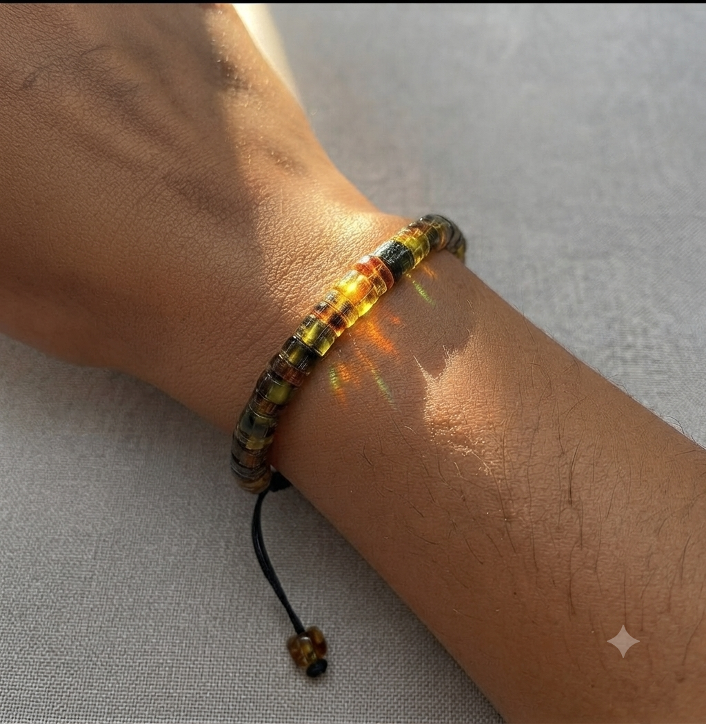 Bracelet de perles d'ambre du Mexique II | Ambre de Chiapas | Bijoux mayas faits à la main