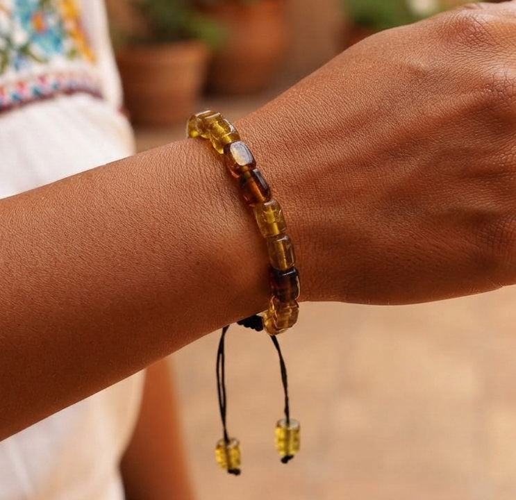 Mexican Amber Faceted Beads Bracelet – Chiapas Amber | Handcrafted Mayan Jewelry