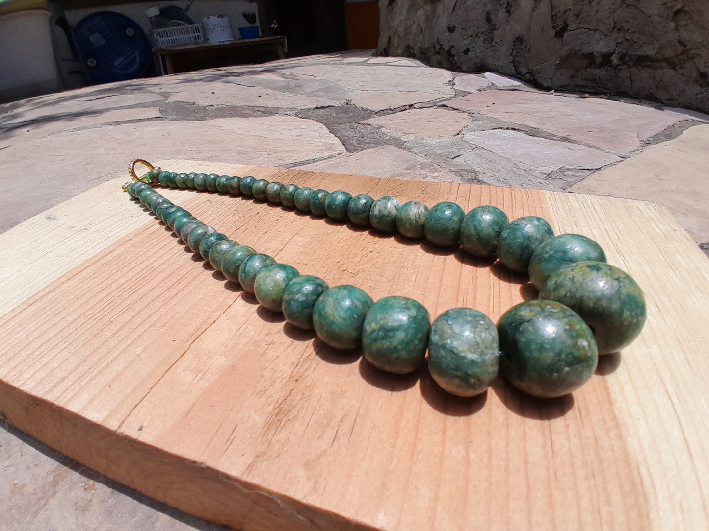 Guatemalan Jade crescent Beads Necklace - Guatemalan Jadeite, Guatemalita Jewelry Precolombian style