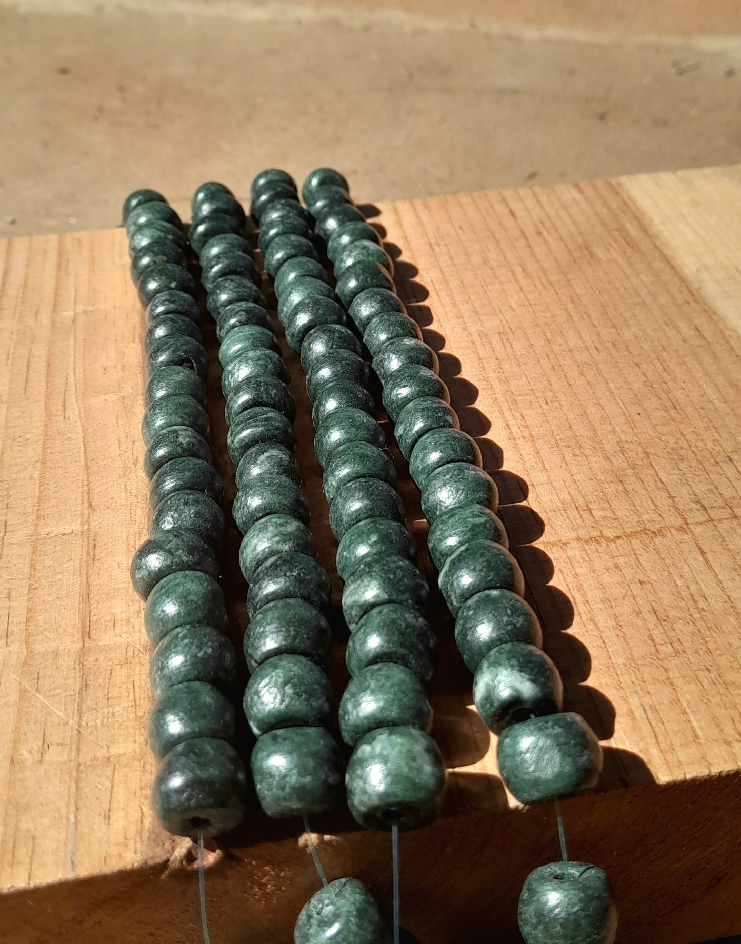 Guatemalan Jade Style Beads | Dark Green Serpentine Stone | Mayan Gemstone Beading Supplies
