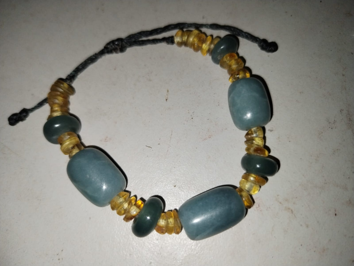Guatemalan Jade & Mexican Amber Bracelet | Artisanal Craftsmanship | Mayan Jewelry