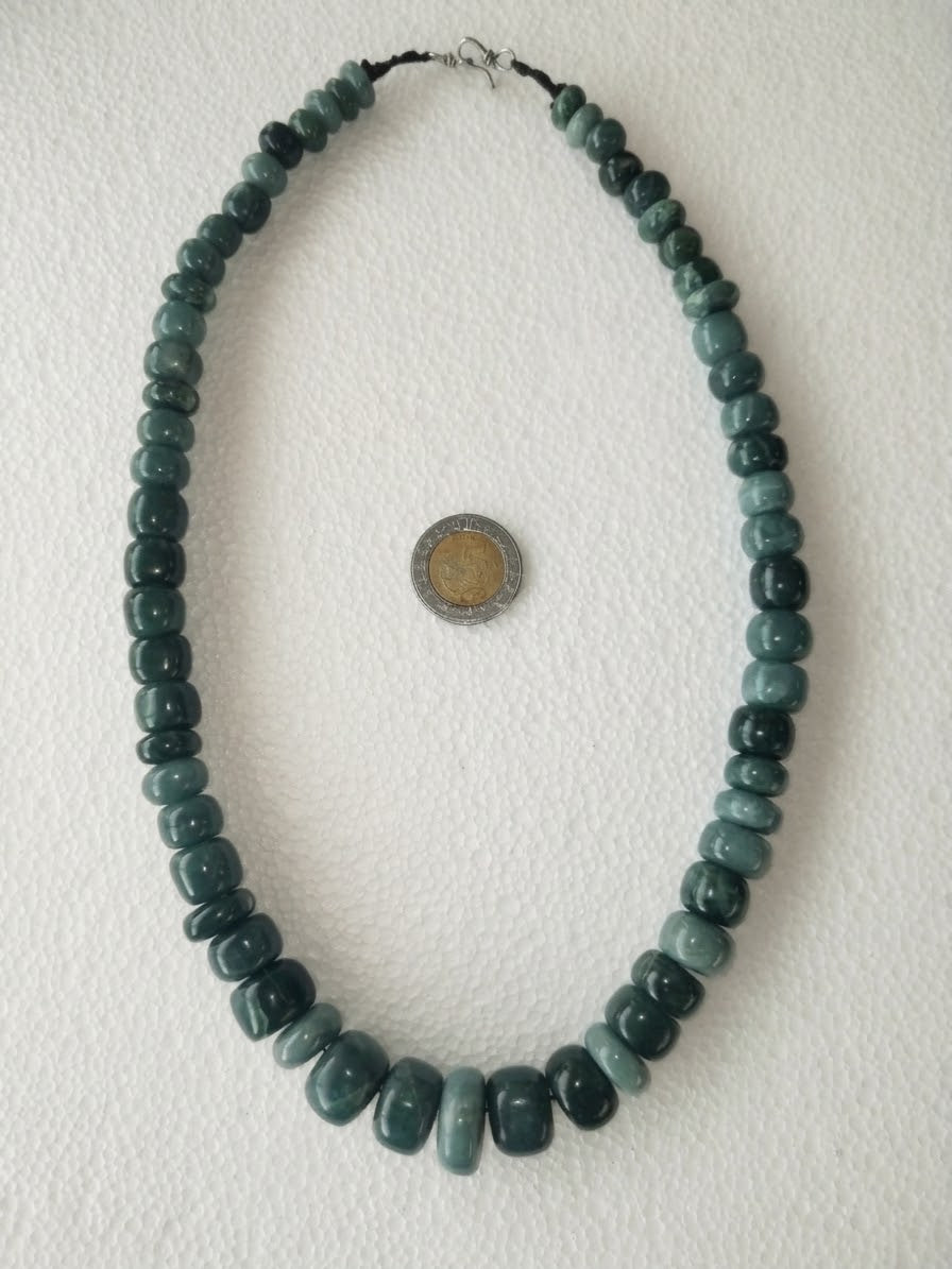 Guatemalan Jade Necklace |Premium Quality | Guatemalita Jadeite Crescent Beads | artesanal craftsmanship Rare Mayan Pre-Columbian Jewelry