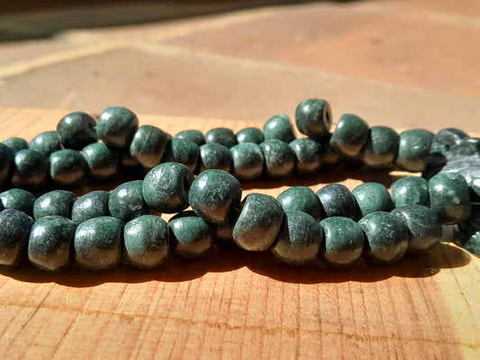 Guatemalan Jade Style Beads | Dark Green Serpentine Stone | Mayan Gemstone Beading Supplies