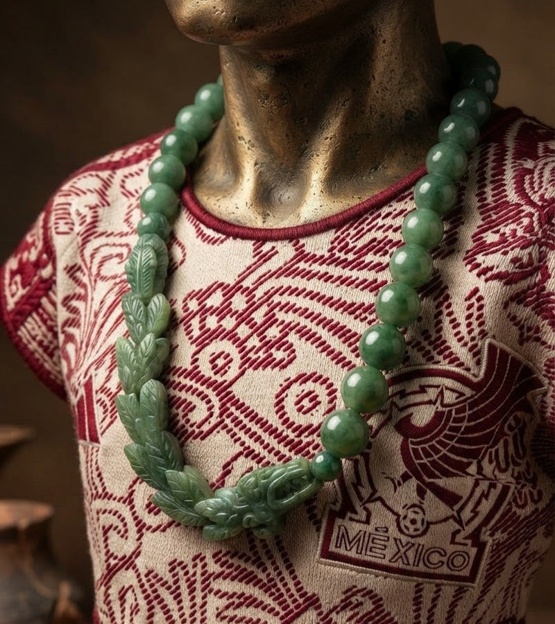 Quetzalcoatl Kukulkan Necklace | Carved Deer Antler & Gold Sheen Obsidian