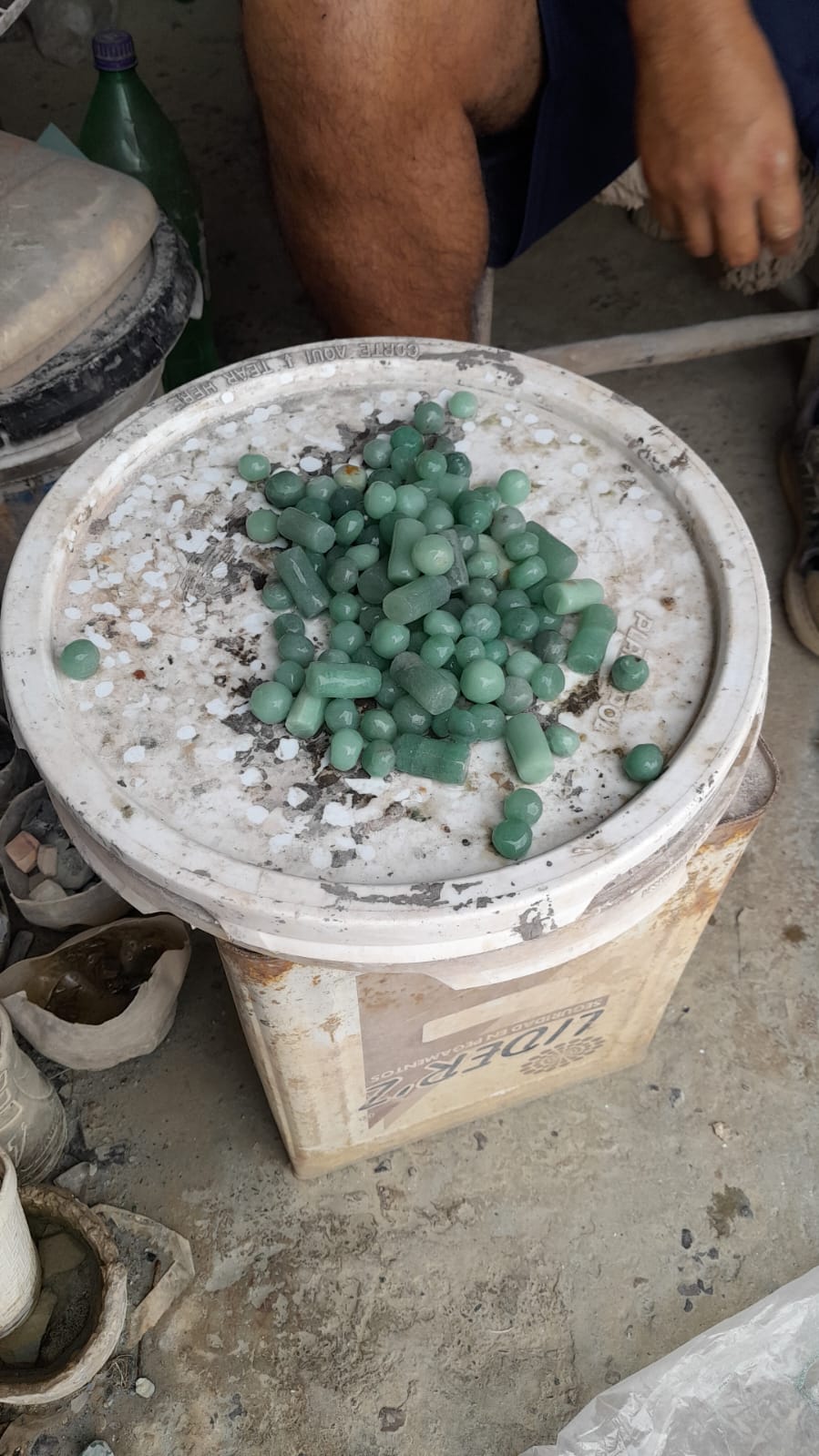 Green Aventurine stone choker beads necklace, artisanal handmade carved, Mayan precolombian Mexican style jewelry