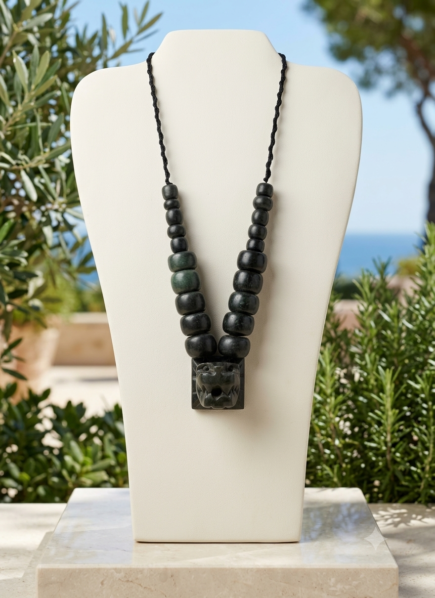 Quetzalcoatl Pendant Necklace | Kukulkan Feathered Serpent | Guatemalan Jade Style Serpentine | Custom Macramé | Mayan Jewelry