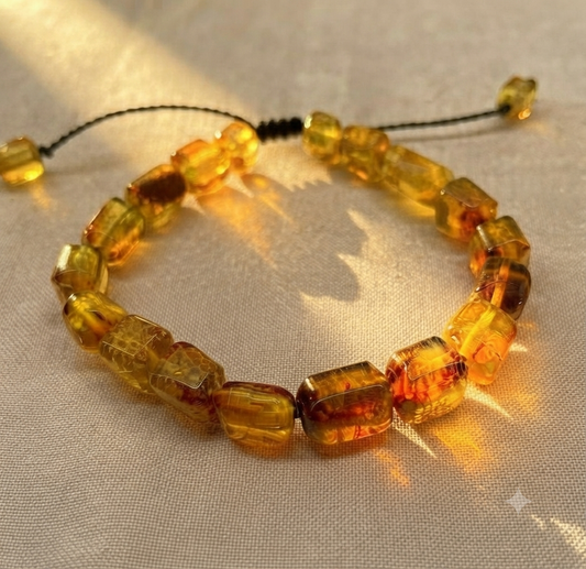 Mexican Amber Faceted Beads Bracelet – Chiapas Amber | Handcrafted Mayan Jewelry