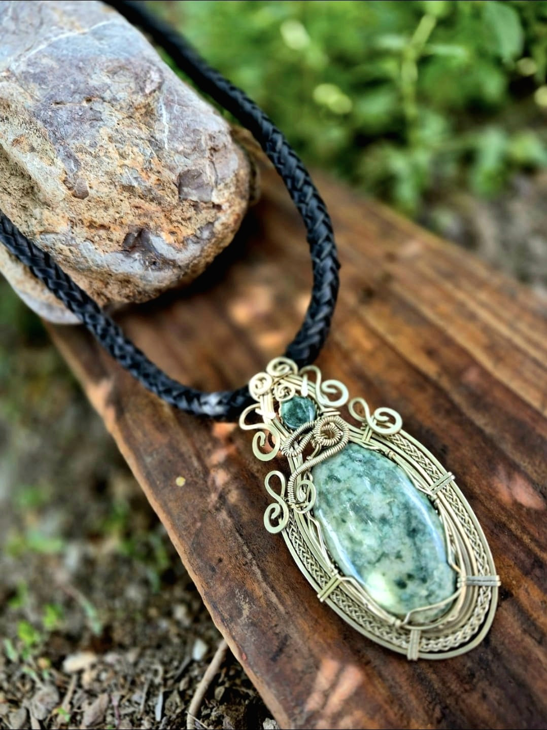 Guatemalan Jade Necklace | Bohemian Alpaca Wire | Handmade Mexican Jewelry