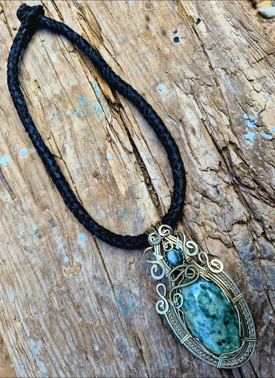 Guatemalan Jade Necklace | Bohemian Alpaca Wire | Handmade Mexican Jewelry