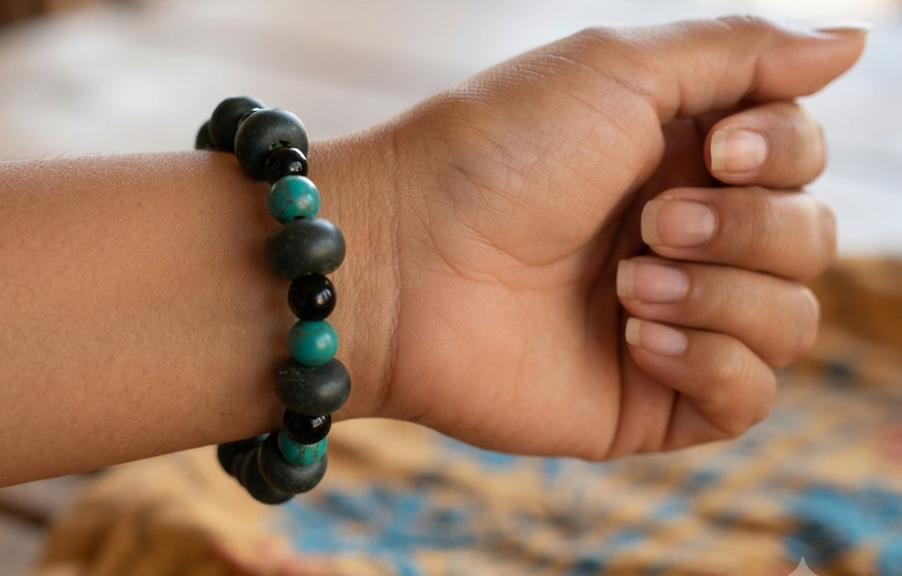 Mayan Bracelet | Guatemalan Jade Style |  Serpentine, Obsidian & Turquoise Beads |  Pre-Columbian Jewelry